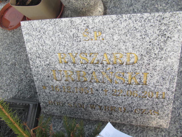 Ryszard Urbański 1951 Wieruszów - Grobonet - Wyszukiwarka osób pochowanych